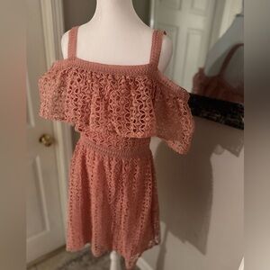 JACK by BB Dakota size 8 embroidered crochet soft coral dress